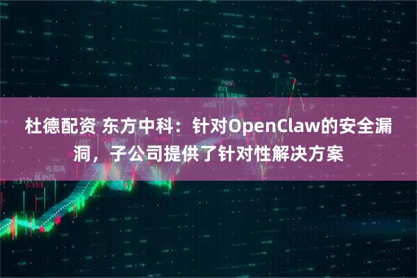 杜德配资 东方中科：针对OpenClaw的安全漏洞，子公司提供了针对性解决方案